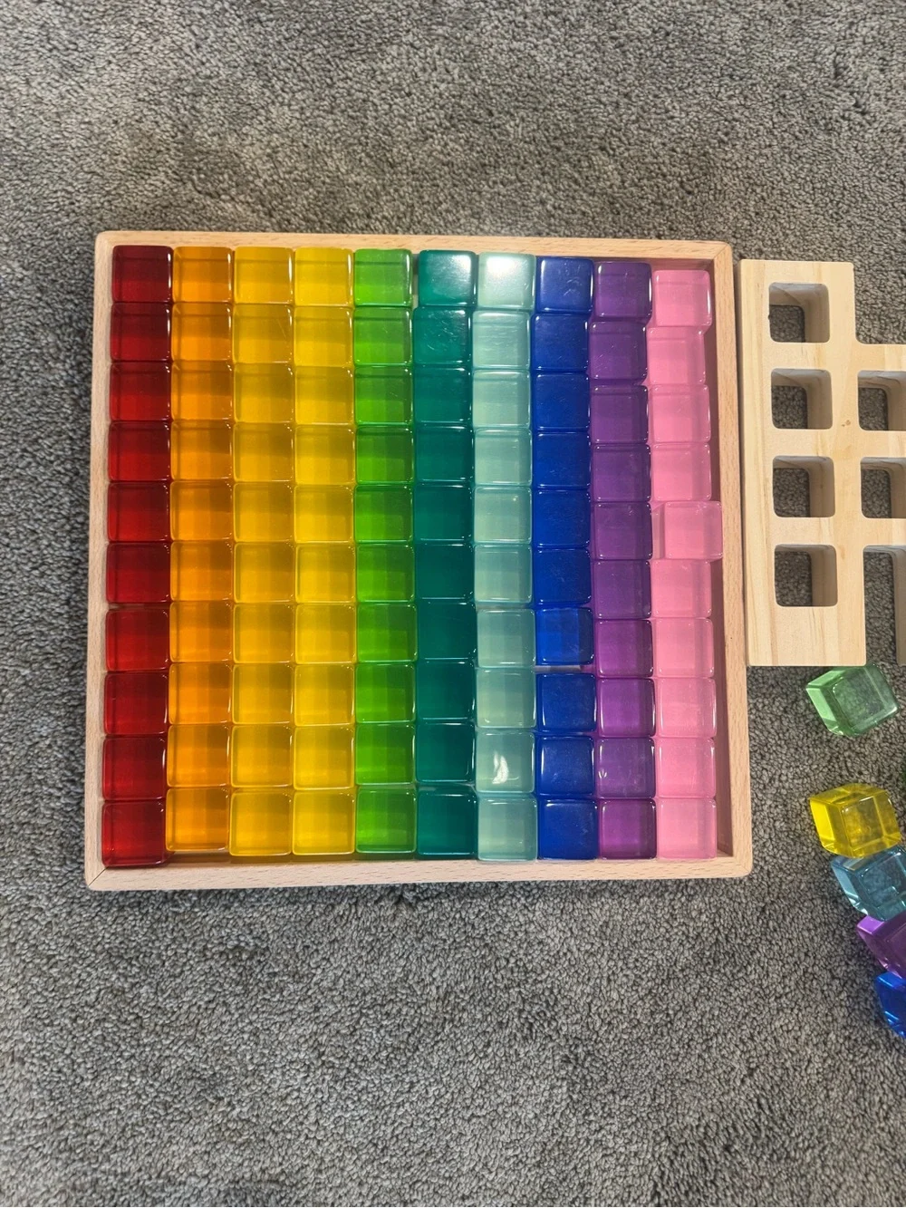 Wooden Rainbow Counting Tiles Set - Multicolor